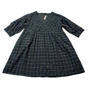 NWT Madewell Marianna Puff Sleeve Mini Dress Women's Small Forest Green Plaid